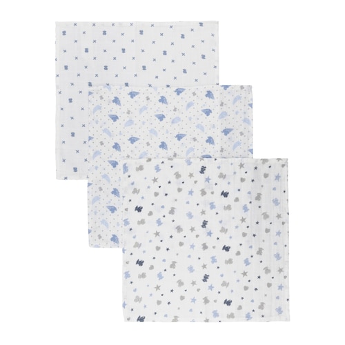 Set de 3 Mini Muselinas Stroke Azul celeste image number 0