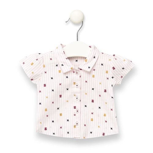 Blusa M/C às riscas XBear Rosa