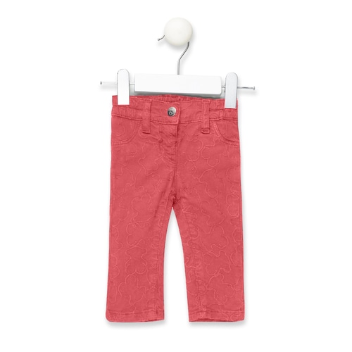 Calças apertadas menina Ursinhos bordados Coral