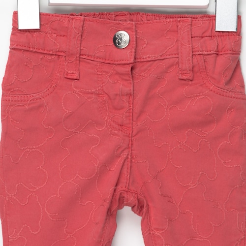 Calças apertadas menina Ursinhos bordados Coral
