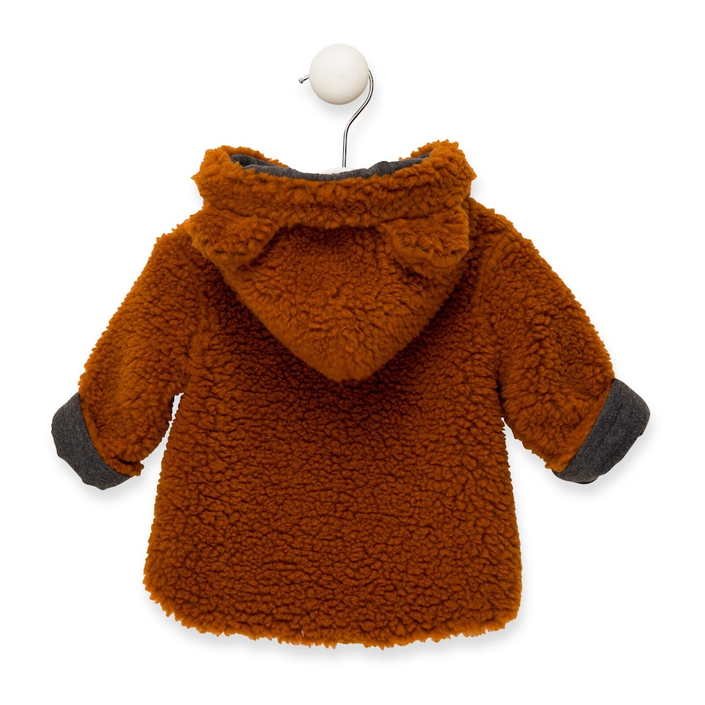 Abrigo con capucha en pelo corto Print Naranja