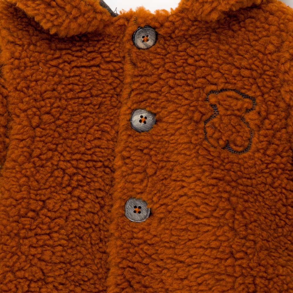 Abrigo con capucha en pelo corto Print Naranja