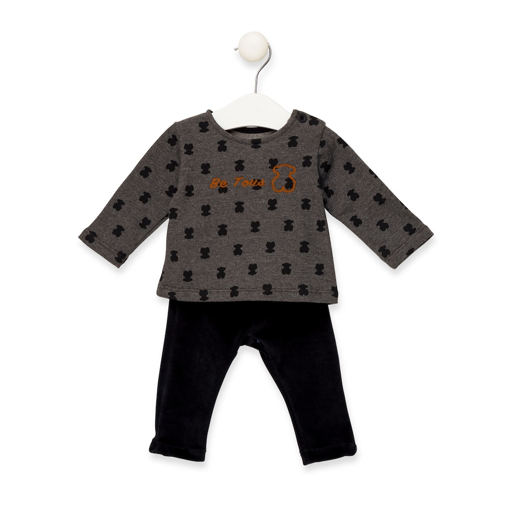 Conjunto camisola e cal&ccedil;as Print Cinzento