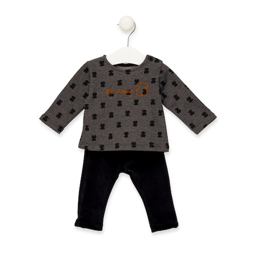 Conjunto camisola e calças Print Cinzento