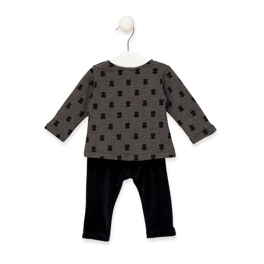 Conjunto camisola e cal&ccedil;as Print Cinzento