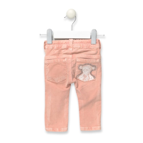 Calças skinny veludo de menina Pant Rosas