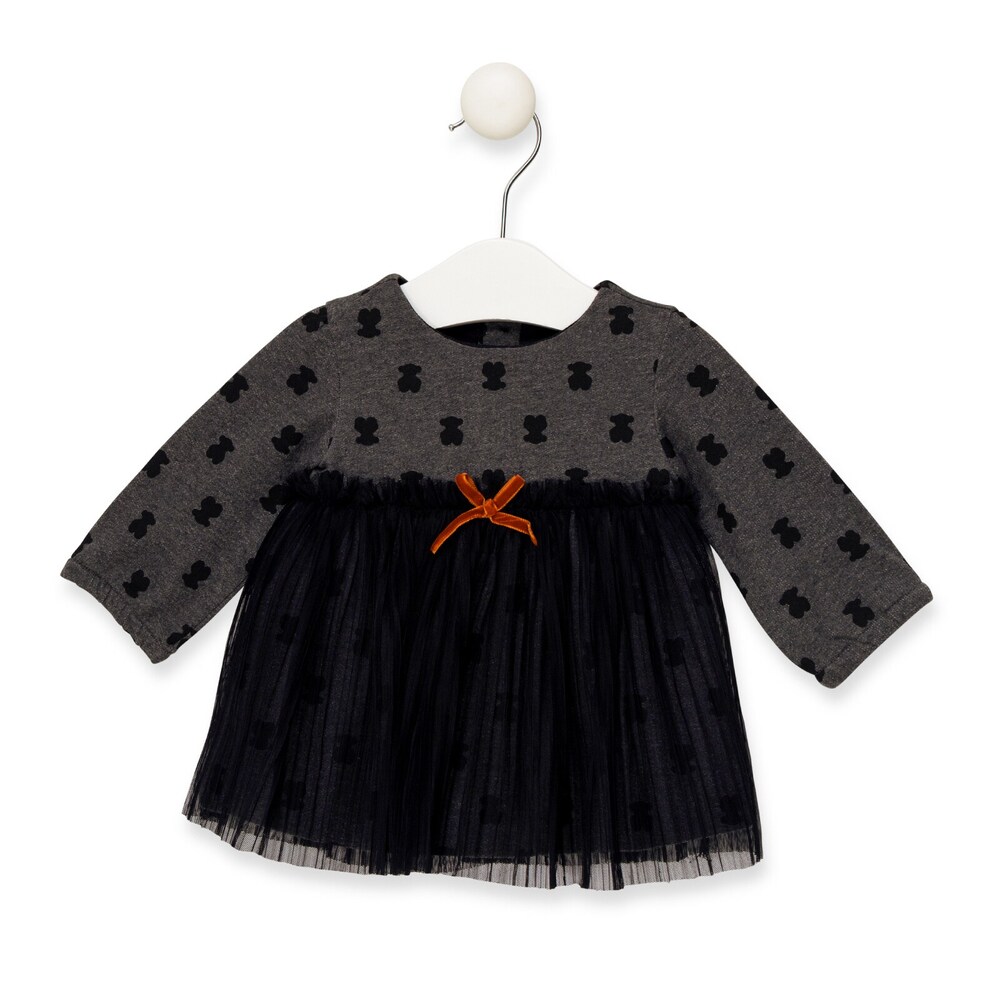 Vestido com saia tule Print Cinzento