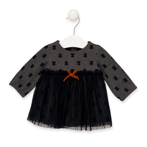 Vestido com saia tule Print Cinzento