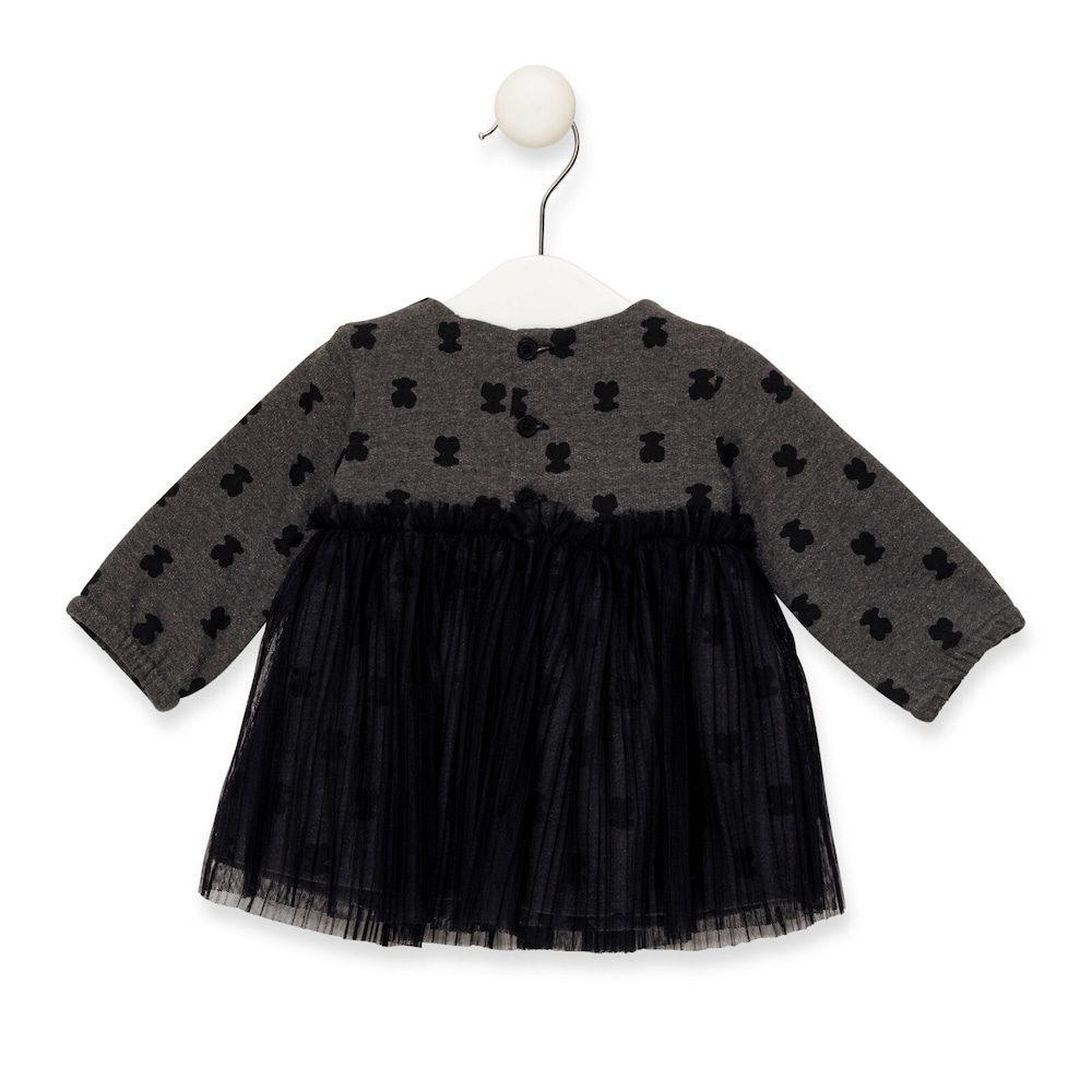 Vestido com saia tule Print Cinzento