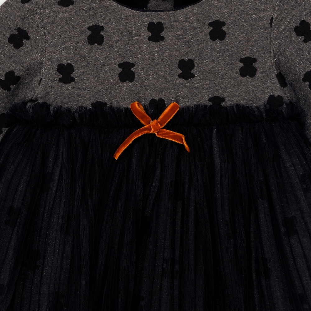 Vestido com saia tule Print Cinzento