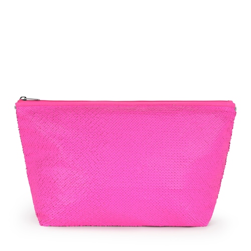 Medium Neon Yellow Kaos Shock Sequins Handbag image number 0