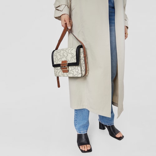 Mala de Tiracolo M&eacute;dia Kaos Icon Multi Bege - Preto