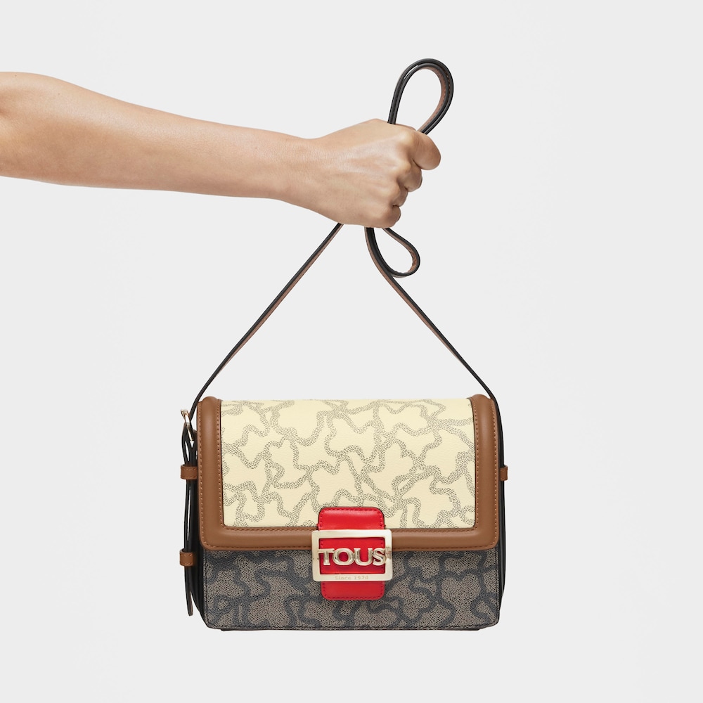 Mala de Tiracolo M&eacute;dia Kaos Icon Multi Bege - Vermelho