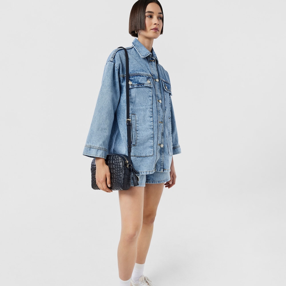 Bandolera de piel azul marino Sherton