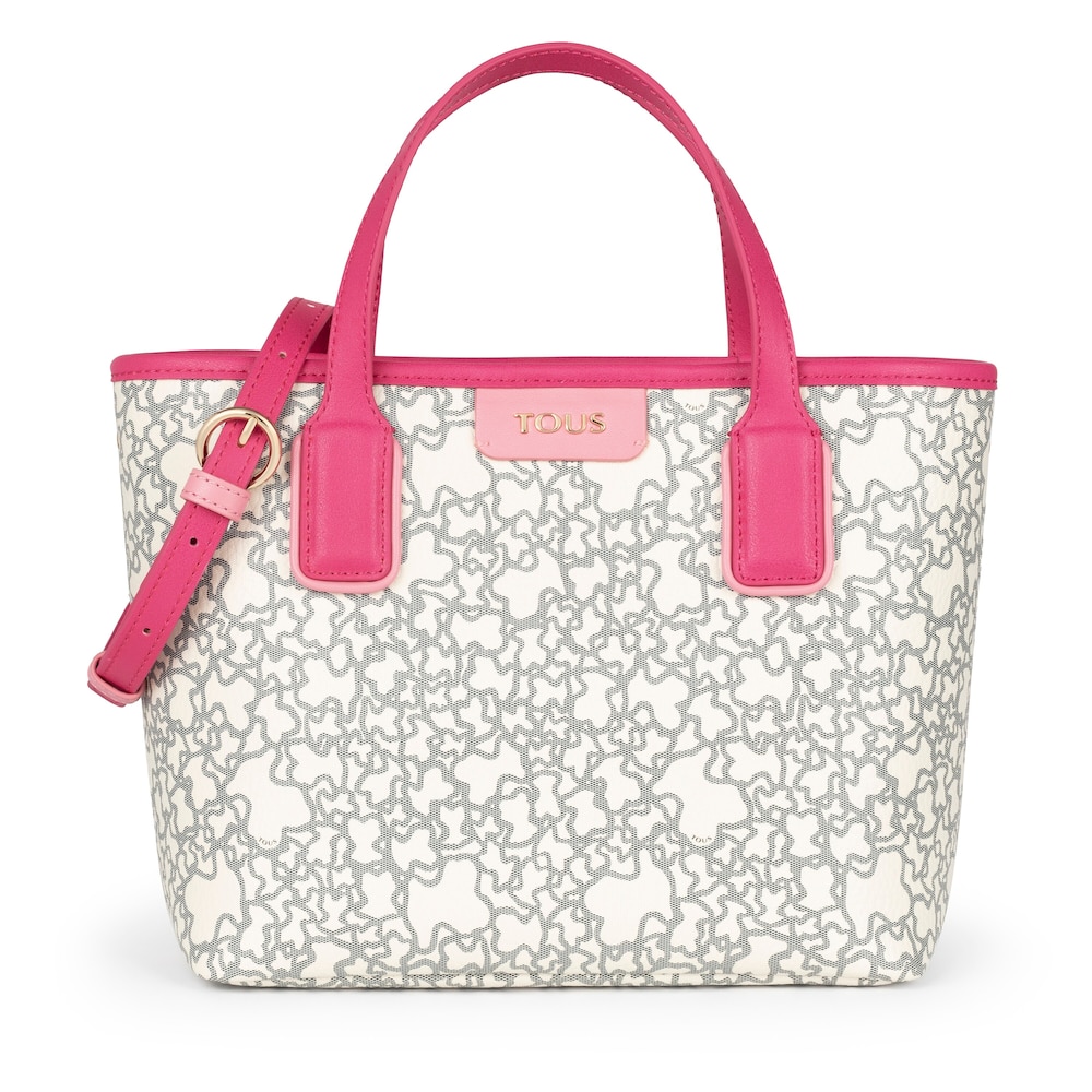 Small beige and fuchsia Kaos Mini tote bag