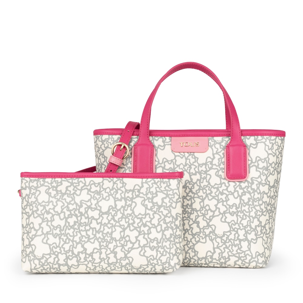 Small beige and fuchsia Kaos Mini tote bag