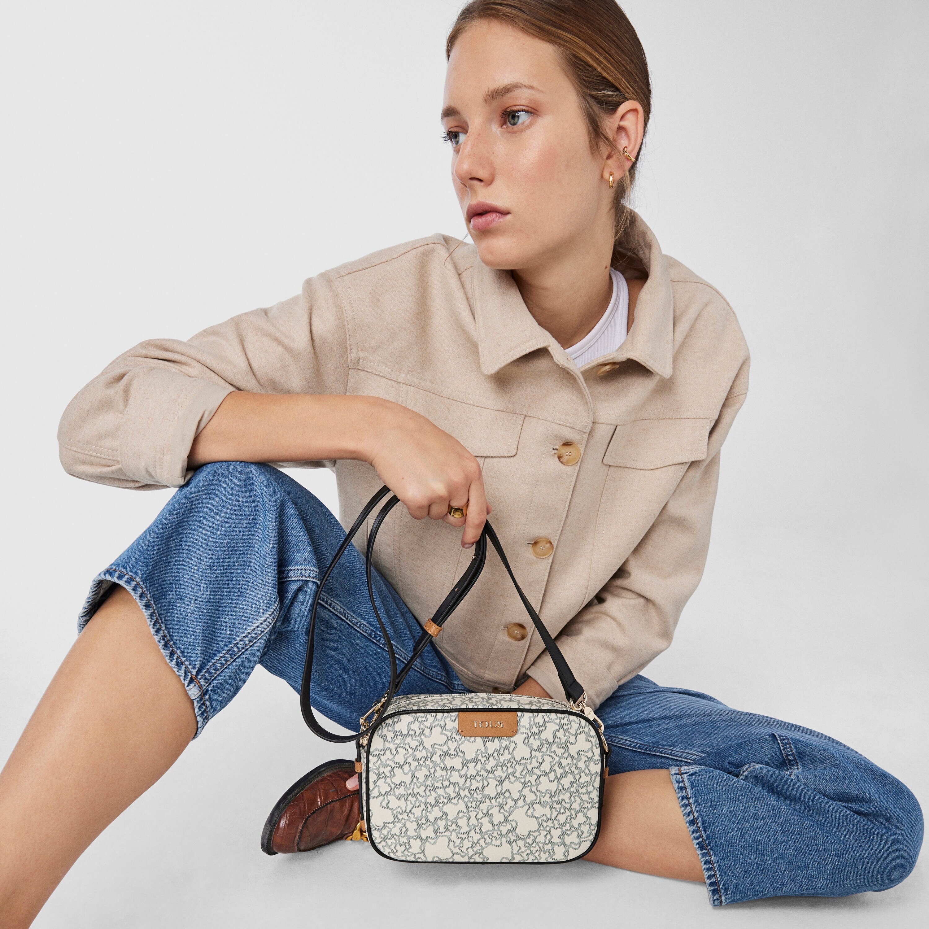 Beige and black Kaos Mini crossbody bag | TOUS