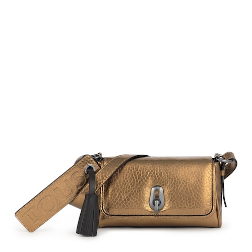 Mini Bridgy gold leather crossbody bag image number 0