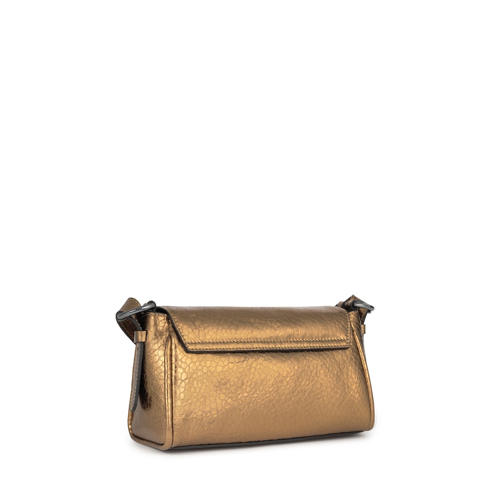 Mini Bridgy gold leather crossbody bag image number 1