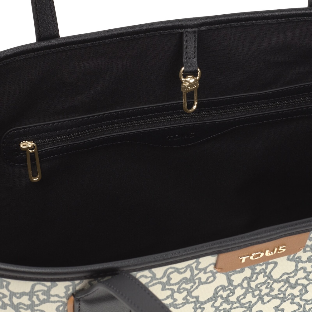 Sac cabas Kaos Mini grand beige et noir avec trousse