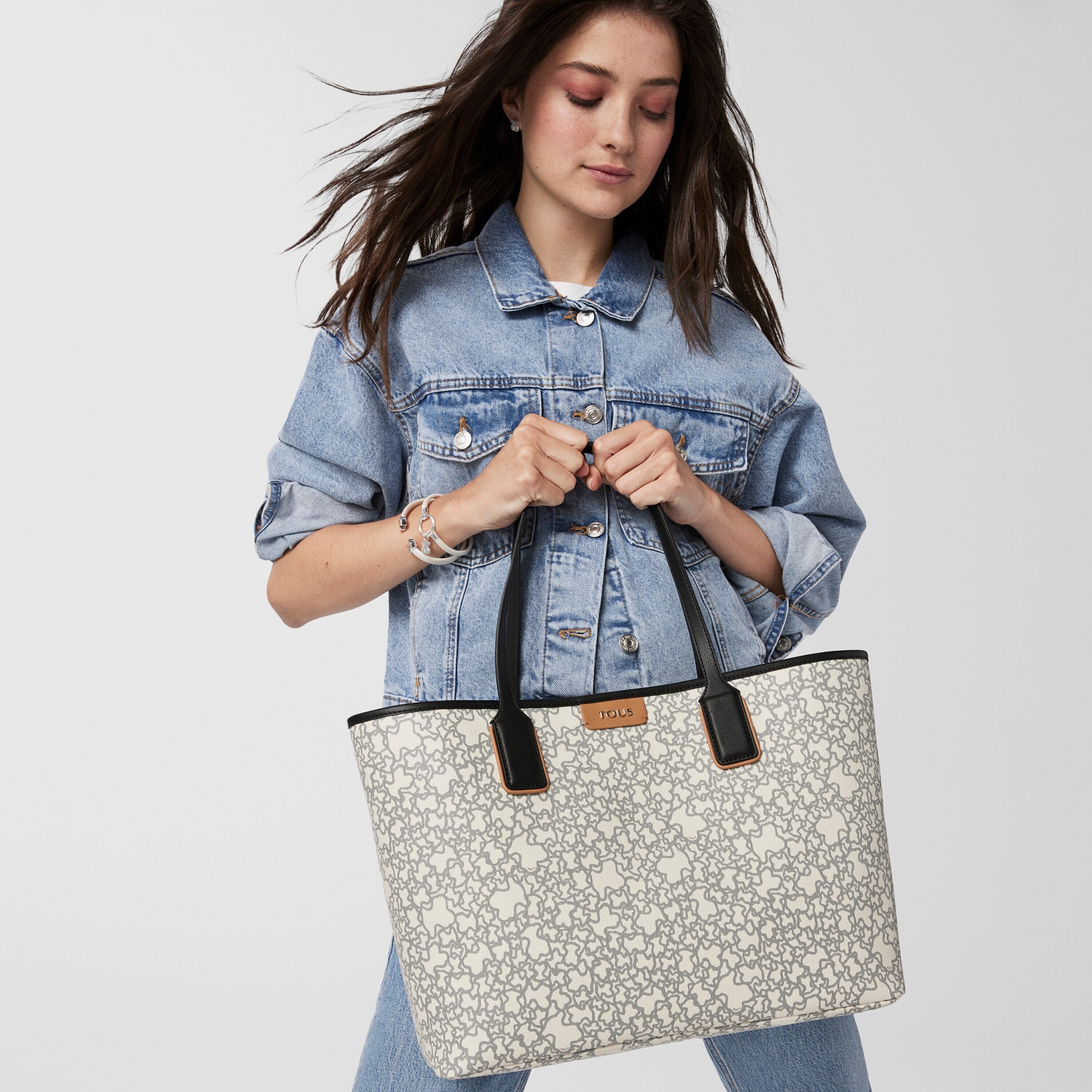 Large black and beige Kaos Mini Tote bag with toiletry bag
