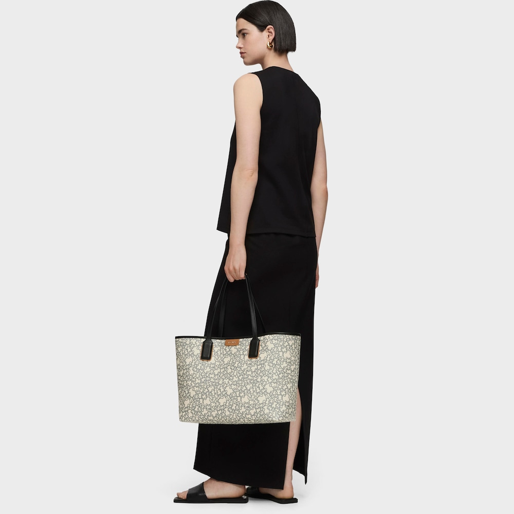 Sac cabas Kaos Mini grand beige et noir avec trousse