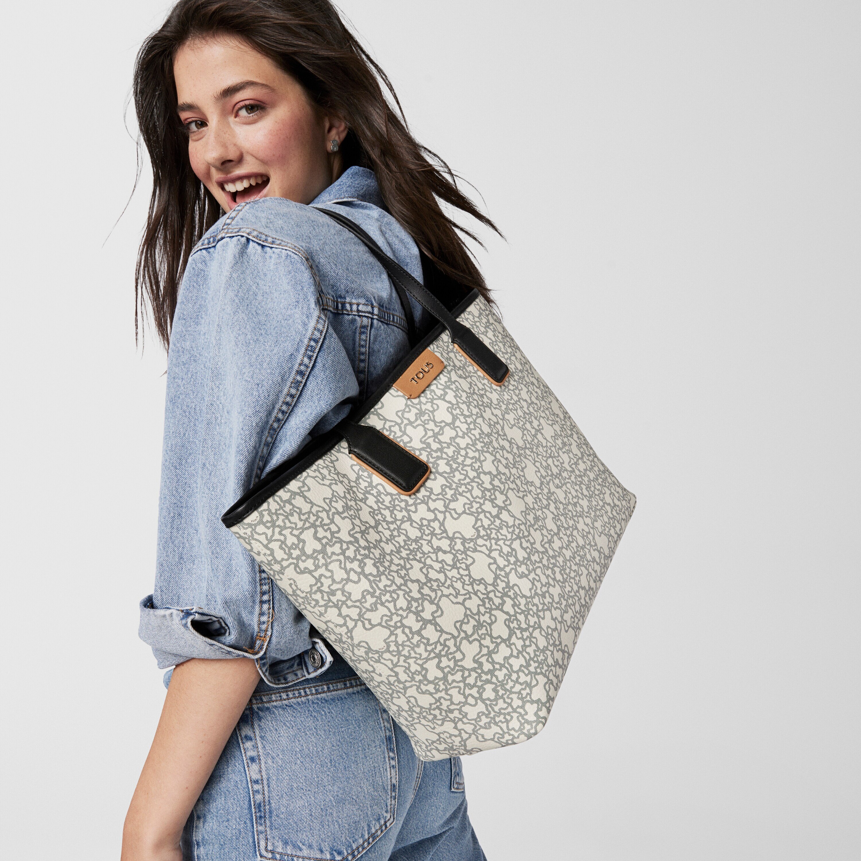 Large black and beige Kaos Mini Tote bag with toiletry bag