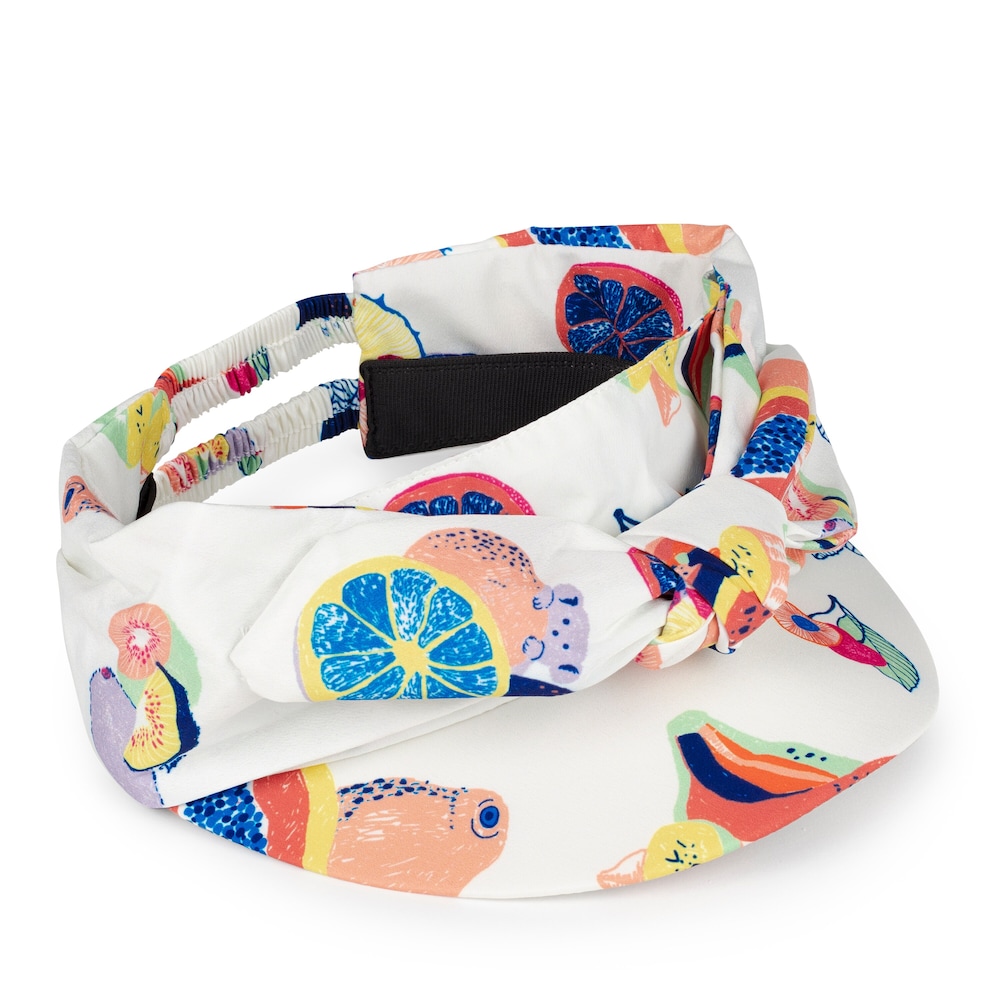 Visera Summer Multi en color blanco con estampado de frutas