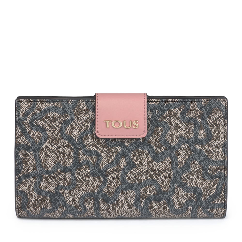 Mediana Billetera Flat Kaos Icon Multi Negro - Rosa