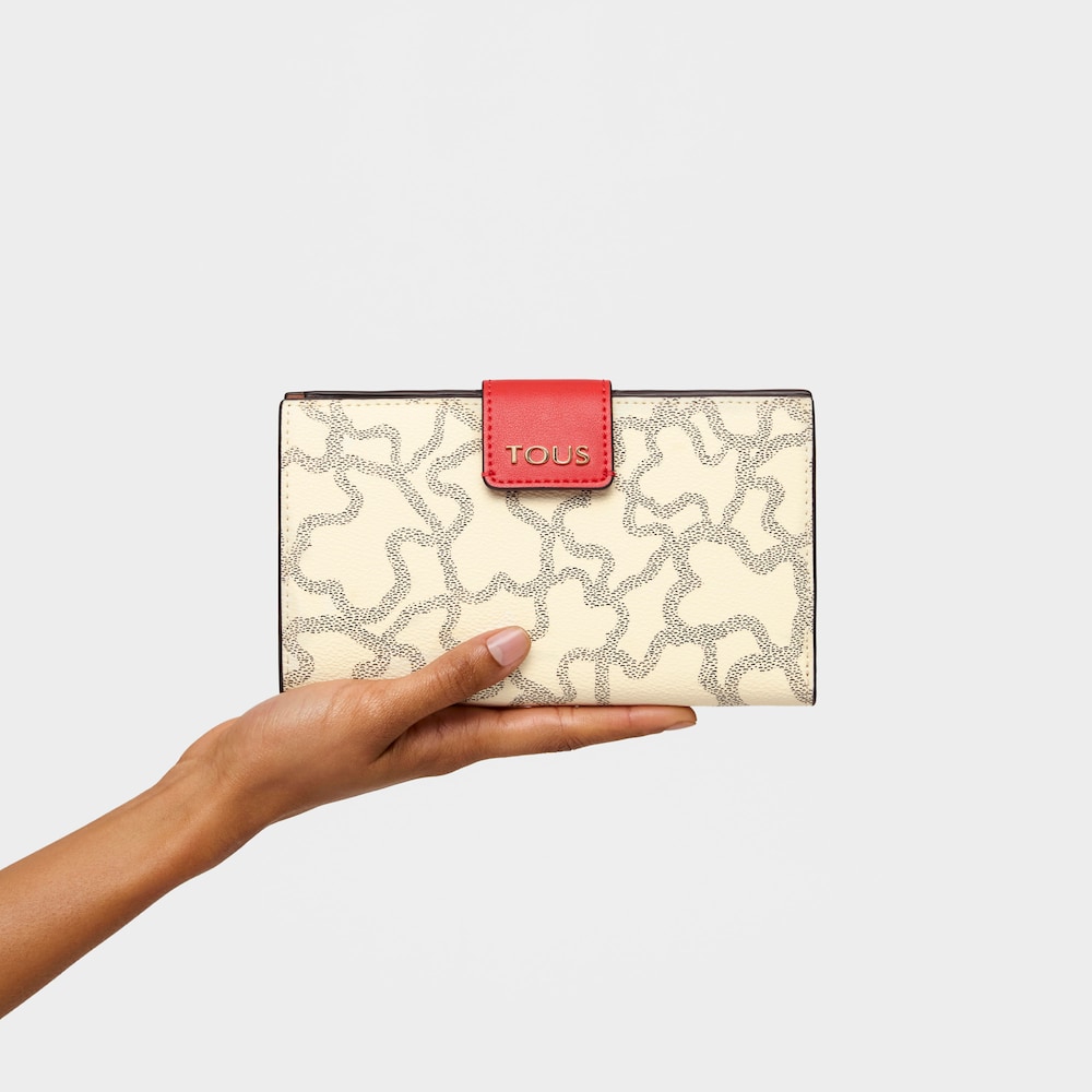 Medium Flat Kaos Icon Wallet in Multi Beige - Red