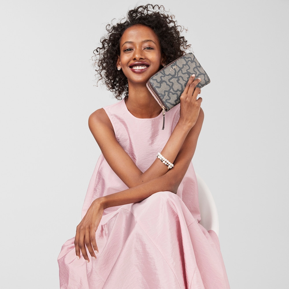 Mediana Billetera Kaos Icon Multi Negro - Rosa