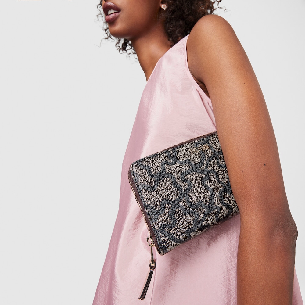 Mediana Billetera Kaos Icon Multi Negro - Rosa