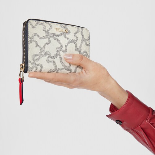 Small Kaos Icon Wallet in Multi Beige - Red