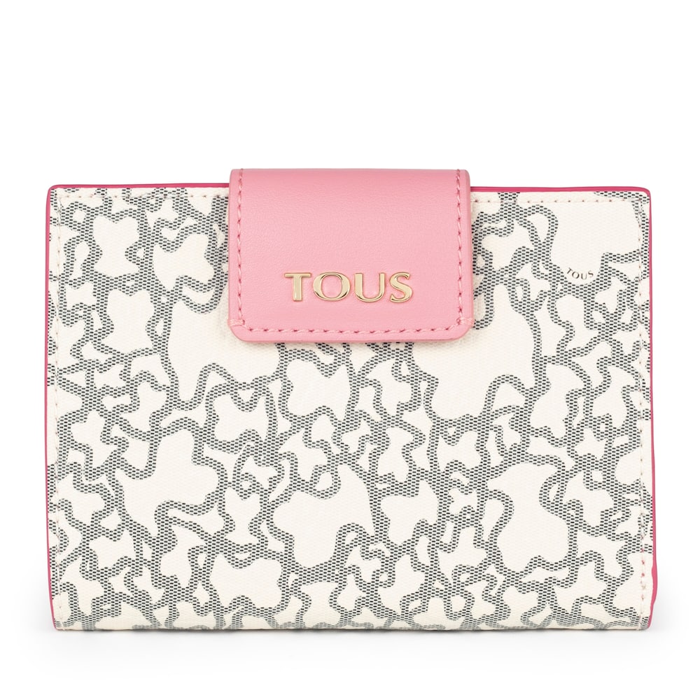 Small beige and fuchsia Kaos Mini wallet