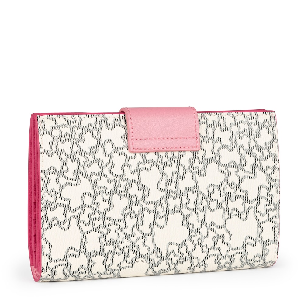 Billetera mediana Kaos Mini beige y fucsia Billetera mediana Kaos Mini beige y fucsia