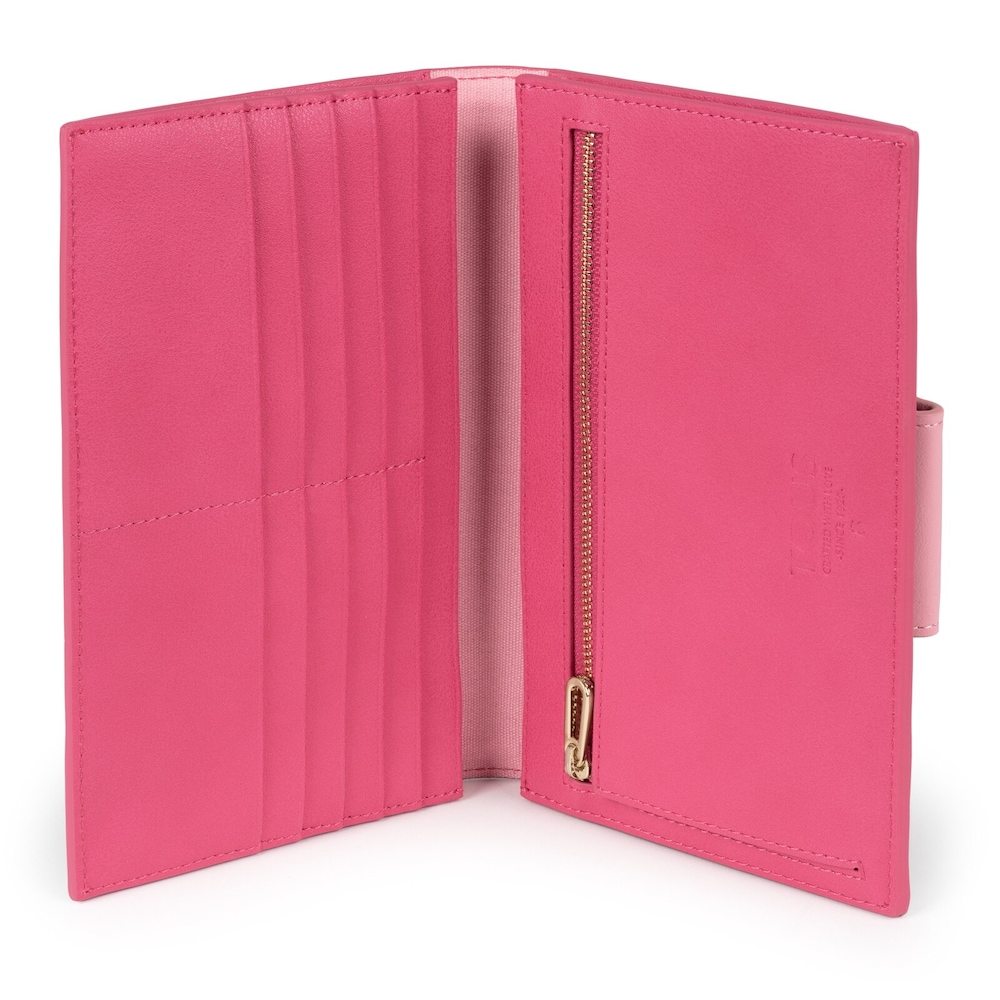 Billetera mediana Kaos Mini beige y fucsia Billetera mediana Kaos Mini beige y fucsia
