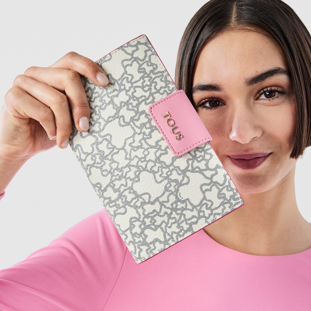 Billetera mediana Kaos Mini beige y fucsia Billetera mediana Kaos Mini beige y fucsia