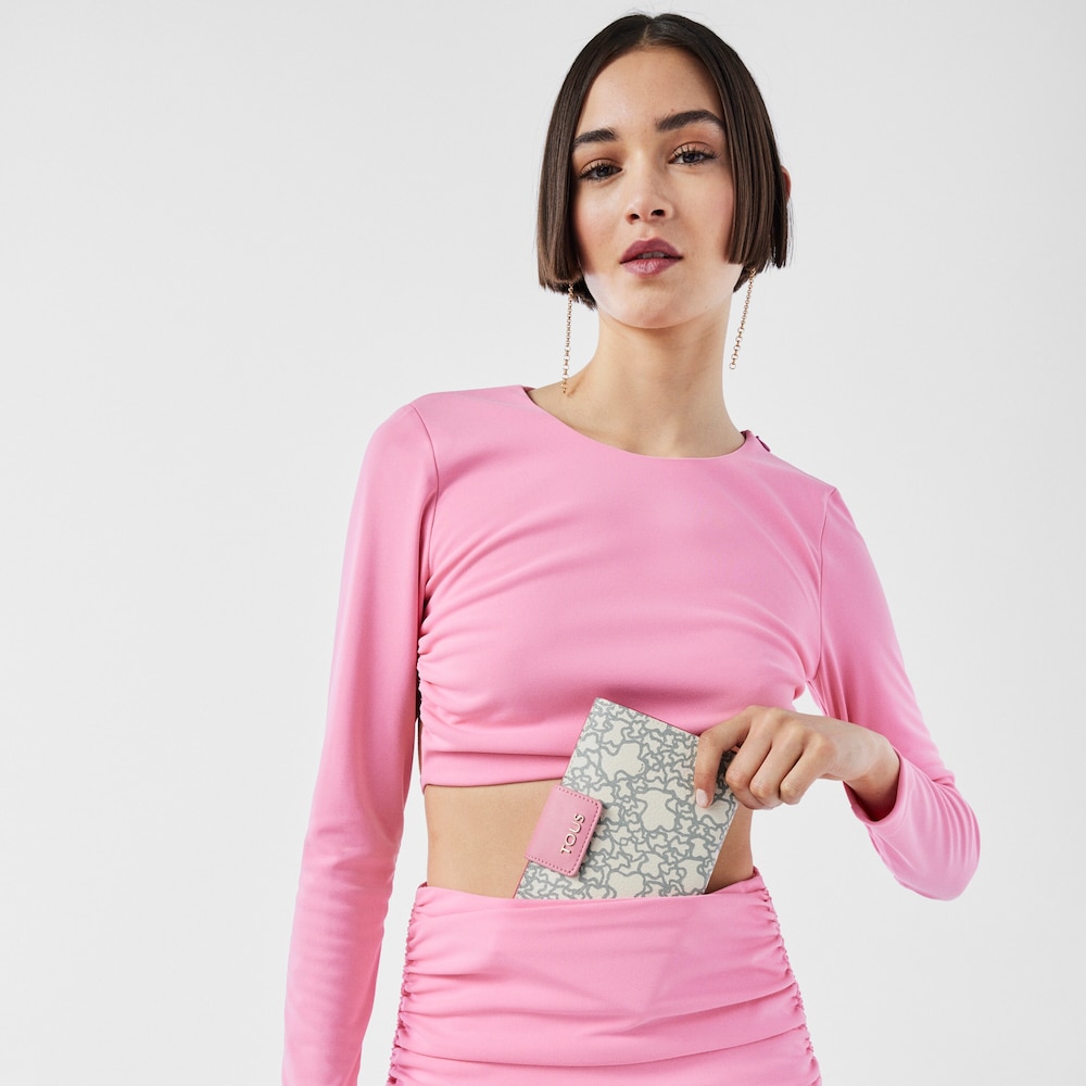 Billetera mediana Kaos Mini beige y fucsia Billetera mediana Kaos Mini beige y fucsia