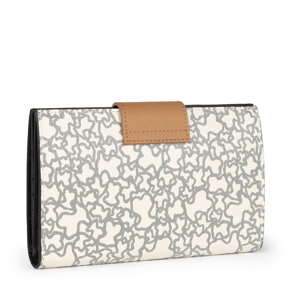 Billetera mediana Kaos Mini beige y negro