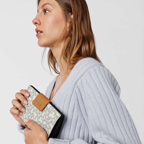 Medium beige and black Kaos Mini wallet