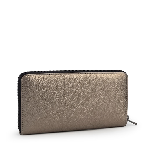 Billetera mediana New Leissa de piel gris