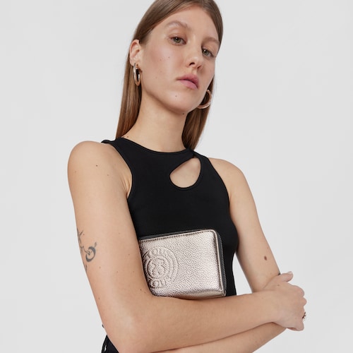 Billetera mediana New Leissa de piel gris