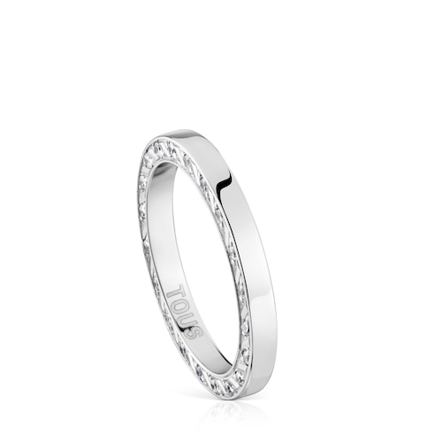 Anillo alianza de boda de oro blanco y diamantes 2,5 mm TOUS Alianzas