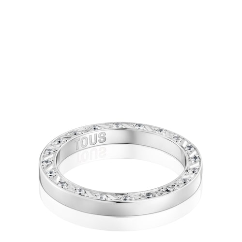 Anillo alianza de boda de oro blanco y diamantes 2,5 mm TOUS Alianzas