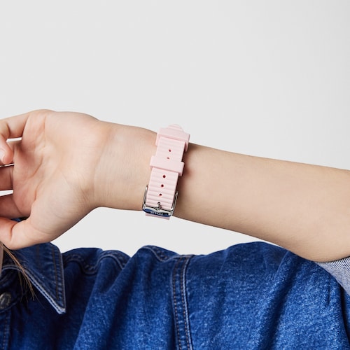 Steel D-Bear Teen Watch with pink Silicone strap