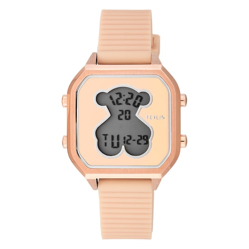 Rose IP Steel D-Bear Teen Watch with nude Silicone strap image number 0