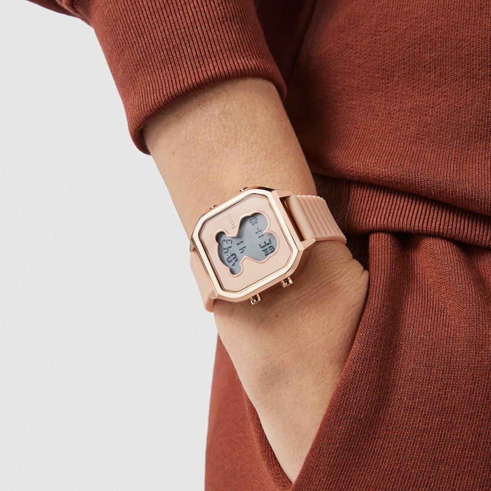 Rose IP Steel D-Bear Teen Watch with nude Silicone strap