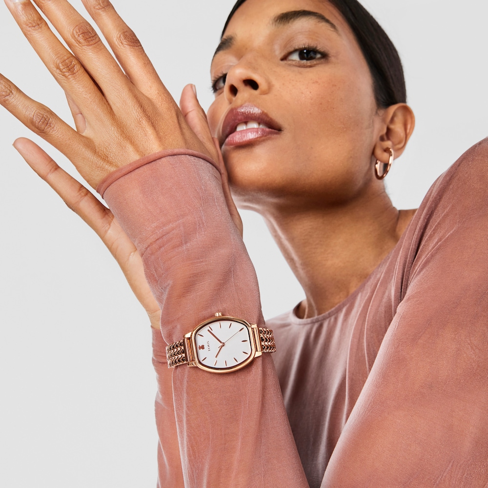 Reloj analógico Osier de acero IP rosado Reloj analógico Osier de acero IP rosado