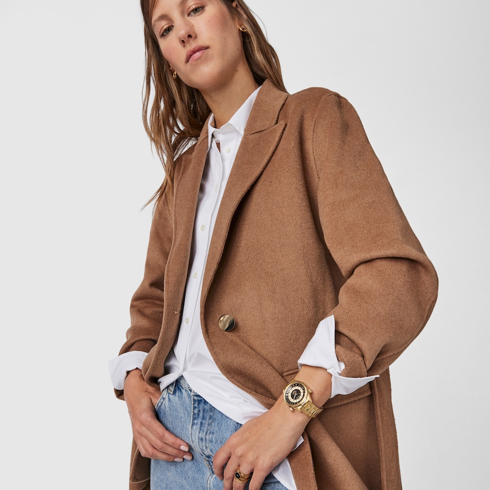 Montre Tender Time en Acier IP dor&eacute; avec lunette tournante