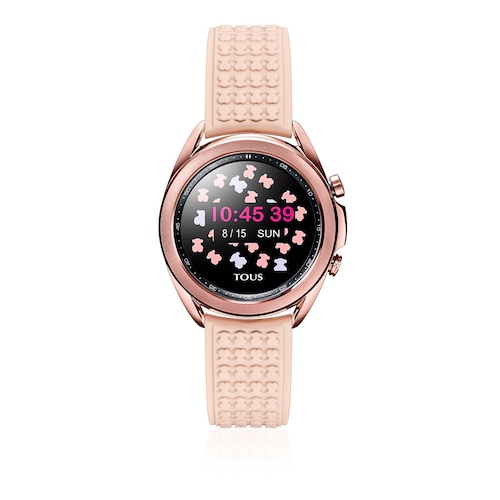 Reloj smartwatch Samsung Galaxy Watch3 X TOUS de acero IP bronce con correa de silicona nude